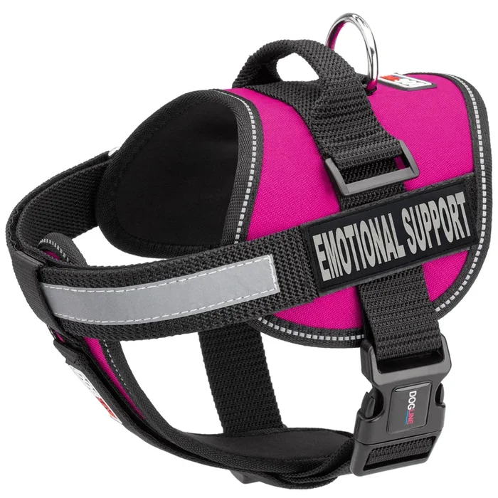 Dogline Vest Harness for Dogs and 2 Removable Emotional Support Patches, X-Large/36 to 46, Pink