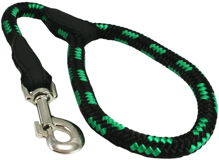 Dogs My Love 18-Inch Rope Dog Leash Short (Green/Black, Large 1/2′ (12Mm) Diam)