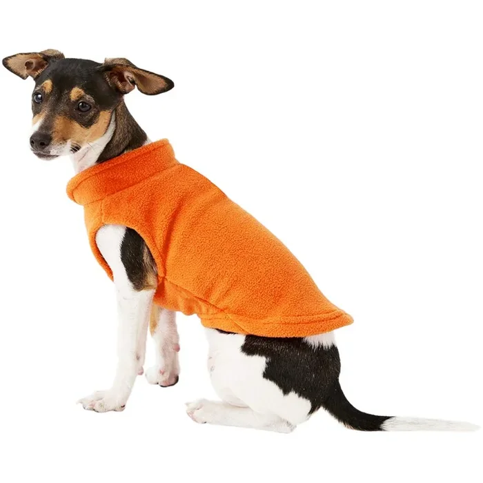 Droolingdog Girl Dog Fleece Vest Cat Shirts Warm Pet Clothes For Small Dogs, Large, Orange