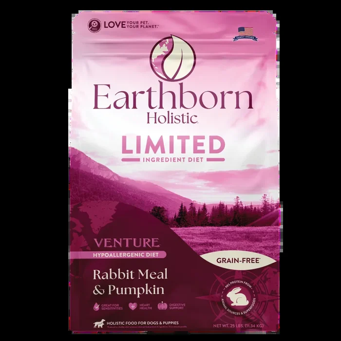 Earthborn Holistic Venture Limited Ingredient Dry Dog Food – Rabbit & Pumpkin – 4lb Bag