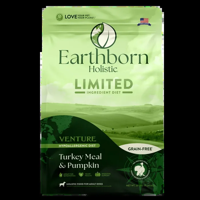 Earthborn Holistic Venture Limited Ingredient Dry Dog Food – Turkey & Squash – 25lb Bag