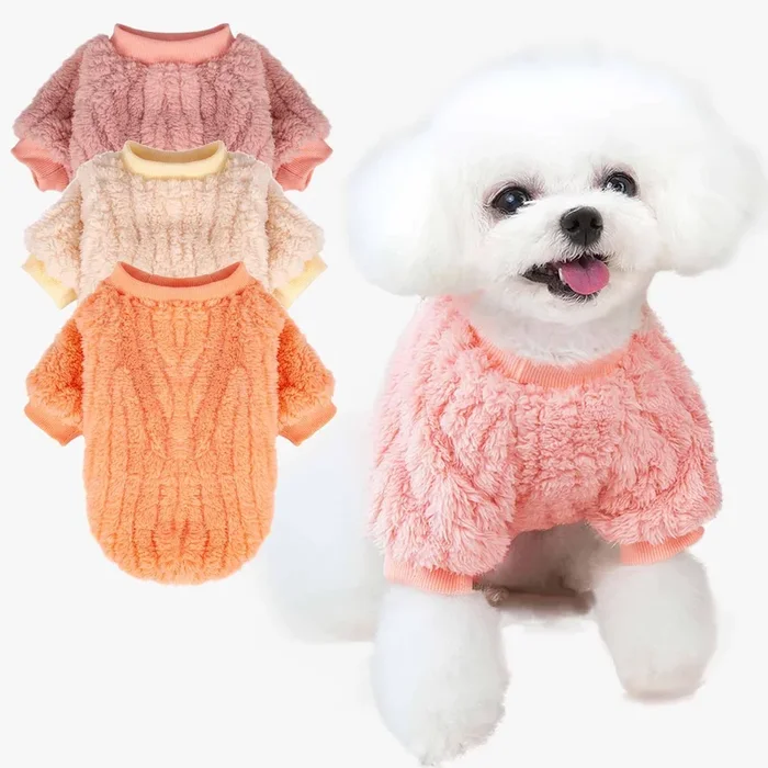 Fabricastle Dog Sweaters, 3-Pack Dog Clothes For Small Dogs Girl & Cats, Soft And Warm Pet Coats, Winter Pet Jacket, Doggy Appar