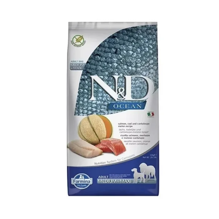 Farmina – N&D – Ocean – Salmon, Cod & Cantaloupe Medium/Maxi Dry Dog Food