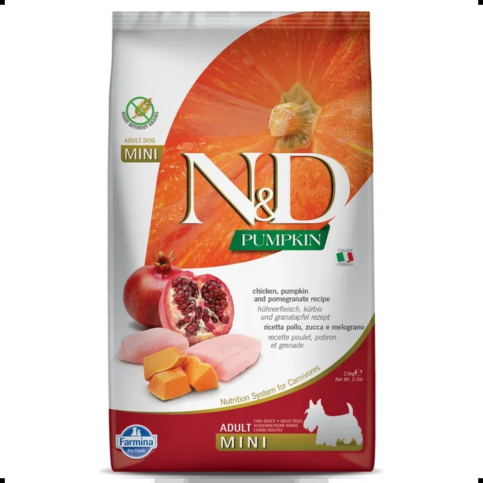 Farmina – N&D – Pumpkin – Pumpkin, Chicken & Pomegranate Mini Adult Dry Dog Food