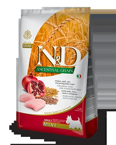 Farmina N&D Ancestral Grain Chicken and Pomegranate Adult Mini – 5.5 lb Dry Dog Food