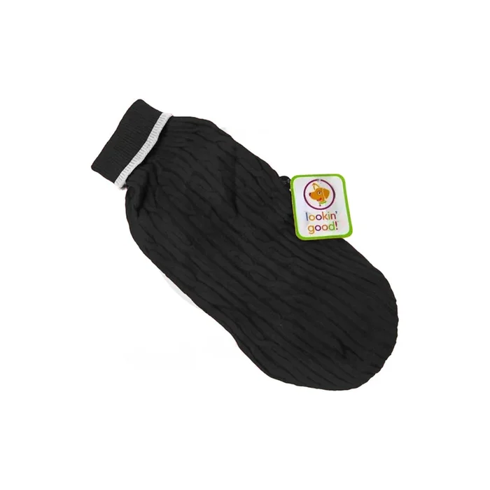 Fashion Pet Classic Cable Dog Sweater Black Extra-Small