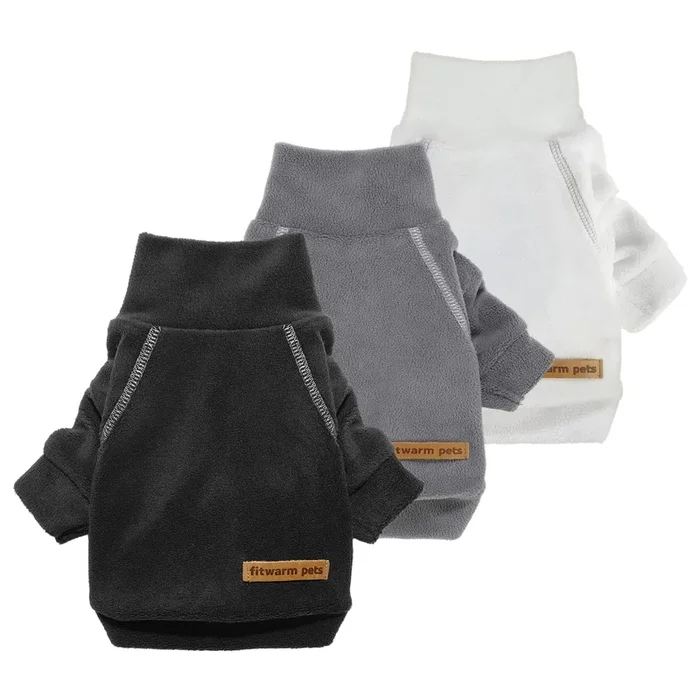 Fitwarm 3 Pack Classic Fleece Dog Sweater, Turtleneck Dog Sweatshirt, Dog Winter Clothes For Small Dogs Boy Girl, Pet Pullover Jumper, Cat Apparel, Orange, Yellow, Coffee, Large