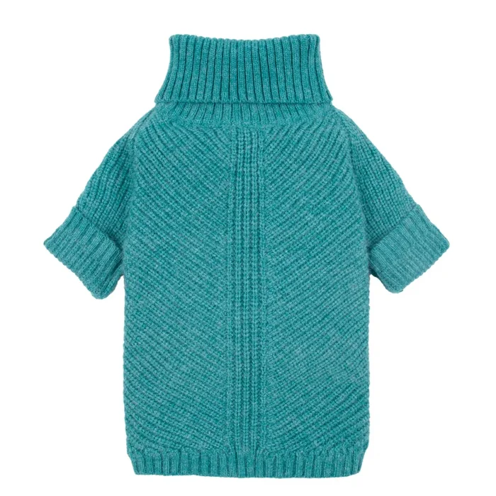 Fitwarm Turtleneck Dog Knitted Sweater, Thermal Dog Winter Clothes For Small Dogs Boy Girl, Dog Sweater Doggy Pullover Jumper, Pet Outfit, Teal Blue, Small