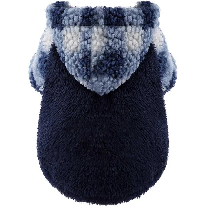 Fleece Dog Sweater Hoodie Warm Fuzzy Velvet Sweaters Winter Clothes For Small Dogs Girl Boy (Blue, Small)