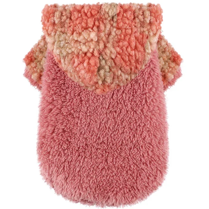 Fleece Dog Sweater Hoodie Warm Fuzzy Velvet Sweaters Winter Clothes For Small Dogs Girl Boy (Orange Plaid, Small)