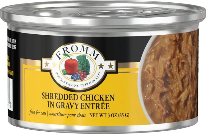 Fromm Four-Star Nutritionals Shredded Chicken in Gravy EntrÃ©e – Premium Wet Cat Food – Chicken Recipe – 3 oz Can