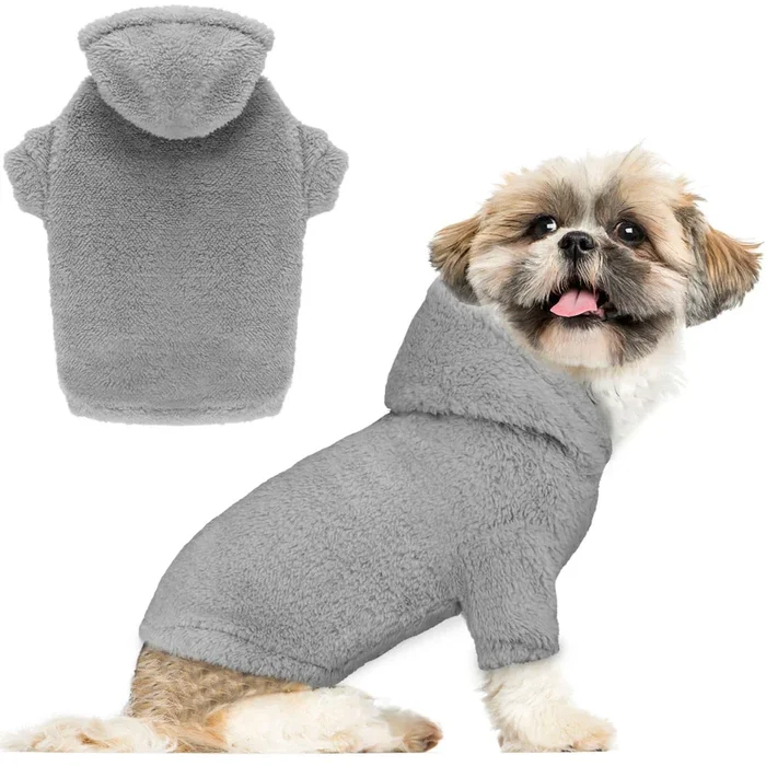 Fuzzy Dog Hoodie Dog Sweater Clothes Warm Soft Cozy Coats Hooded Sweatshirt Fleece Small Pet Hoodies Pet Sweaters For Small Dogs