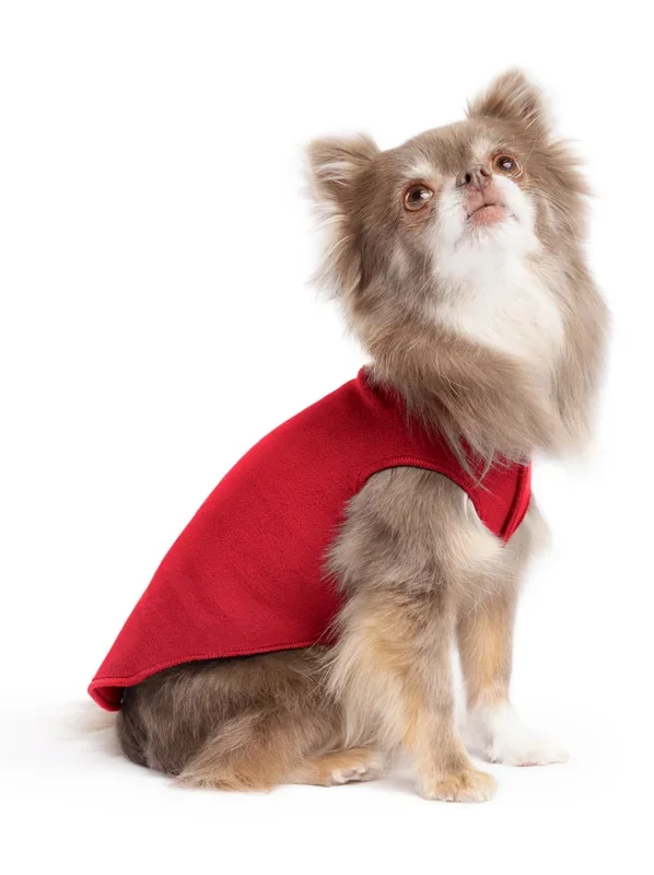 Gold Paw Stretch Fleece Dog Coat, Stretchy Pet Sweater, Machine Washable Pullover For Winter And Fall, Red, 6