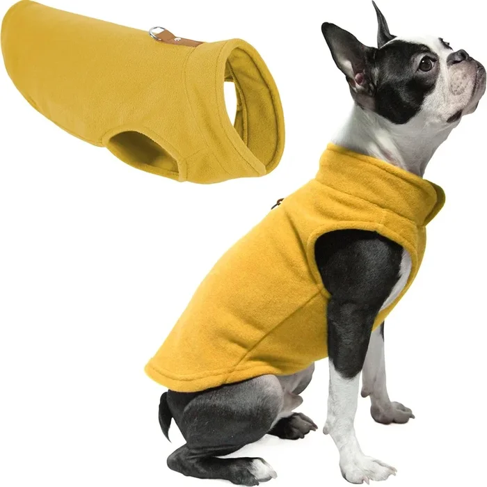 Gooby – Fleece Vest, Small Dog Pullover Fleece Jacket With Leash Ring, Honey Mustard, X-Large