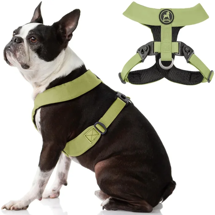 Gooby Comfort X Harness – Dual Snap, Green, Large – No Pull Small Dog Harness with Rotational Buckles and Patented Choke-Free X