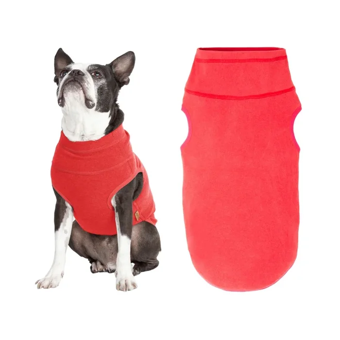 Gooby Microfiber Stretch Fleece Vest Dog Sweater – Tomato Red, X-Small – Pullover Fleece Dog Jacket – Dog Clothes For Small Dogs