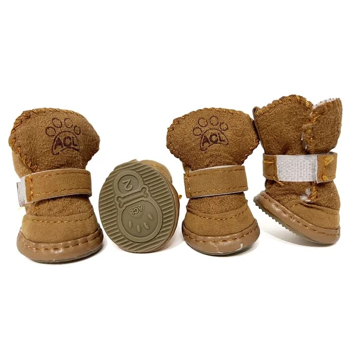 Hpwfhplf Dog Boots, Dog Shoes For Small Dogs Chihuahua, Anti-Slip Paw Protectors For Snow Winter (Brown, Size2)