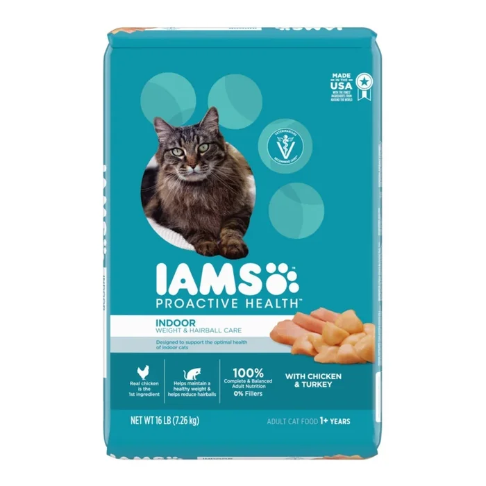 IAMS Proactive Health Weight Control & Hairball Care Indoor Adult Dry Cat Food Chicken & Turkey 16lb