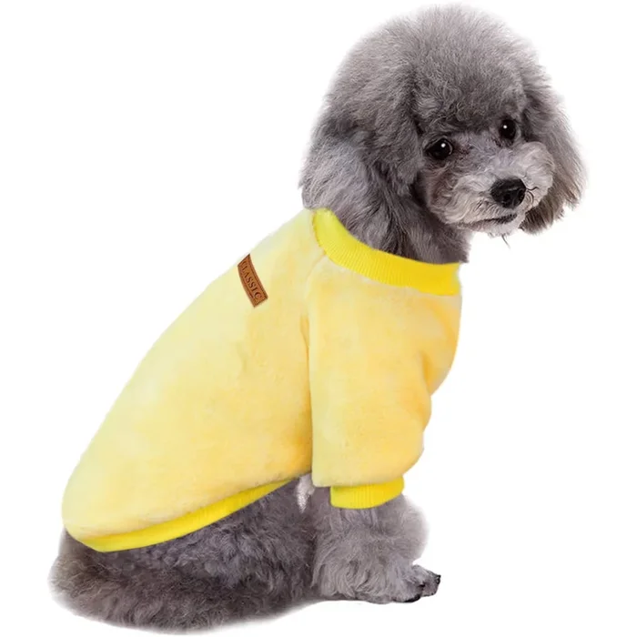 Jecikelon Pet Dog Clothes Dog Sweater Soft Thickening Warm Pup Dogs Shirt Winter Puppy Sweater For Dogs (Z01-Yellow, Large)