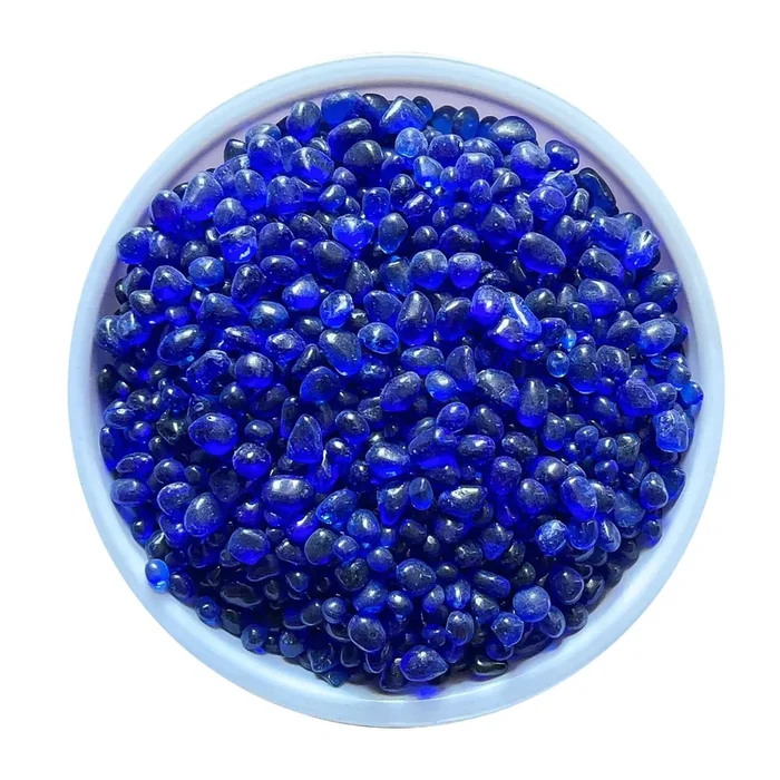 Kiseer Clear Aquarium Glass Stone Bulk 1 Lb Sea Glass Beads Gems Marbles Pebbles Gravel Rock For Aquarium, Fish Tank, Garden, Vase Fillers, Succulent Plants Decor (Blue)