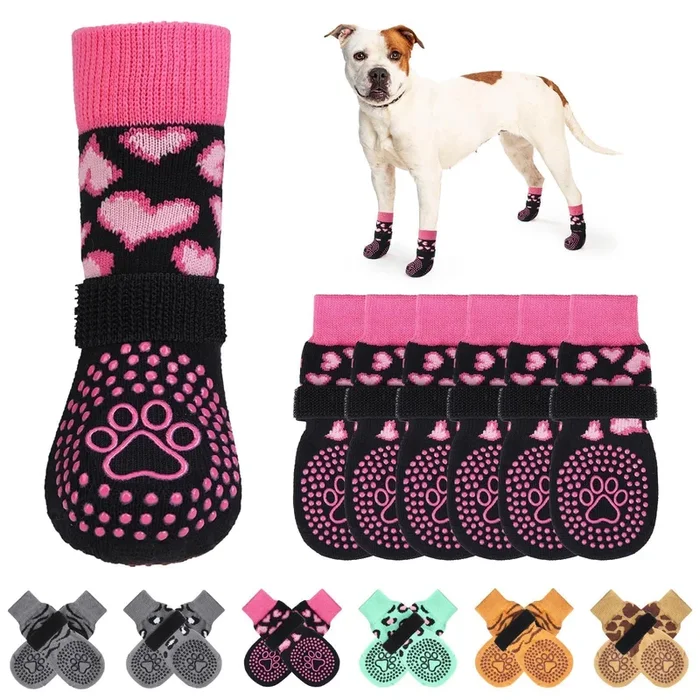 KOOLTAIL Anti Slip Dog Socks for Hot/Cold Pavement to Prevent Licking Paws,Dog Boots&Paw Protector with Grippers for Hardwood Fl