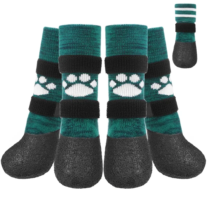 KOOLTAIL Anti Slip Dog Socks to Prevent Licking Paws for Hot/Clod Pavement, Waterproof Long Snow Dog Boots&Paw Protector with St