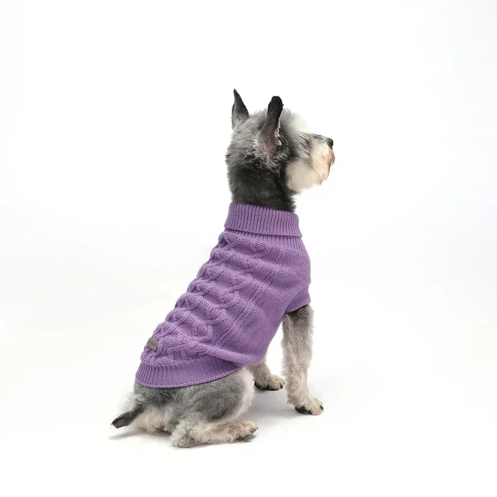 Mengmengda,Dog Pullover Sweater, Cold Weather Cable Knitwear, Warm Clothes For Chihuahua, Bulldog, Dachshund, Pug, Yorkie,Dog Outfits For Small Dogs Medium Dogs (Purple Xs)…