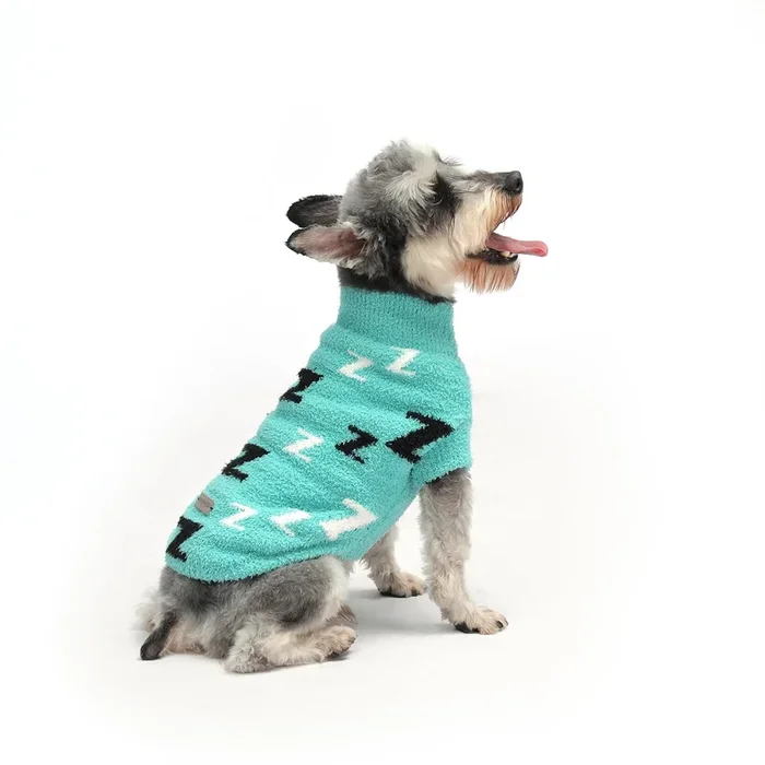 Mengmengda Dog Sweaters For Small Dogs Girls Boys Cold Weather Cable Knitwear Thick Warm Outfits Dog Clothes For Chihuahua Bulldog Dachshund Pug Yorkie Schnauzer Cat Sweaters (Turquoise-Xs)