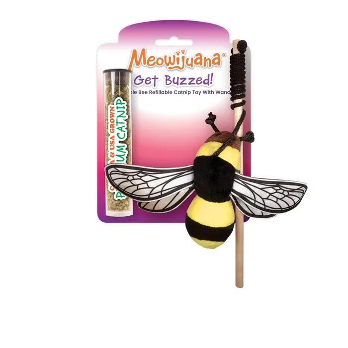 Meowijuana Get Buzzed Bee with Wand Cat Toy