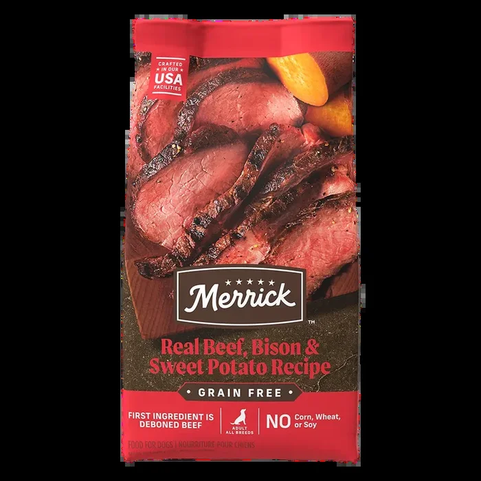 Merrick Grain Free Dry Dog Food – Real Bison, Beef, & Sweet Potato – 4lb Bag