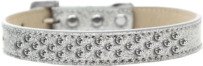 Mirage Pet Products Sprinkles Ice Cream Dog Collar with Clear Crystals, Size 14, Silver