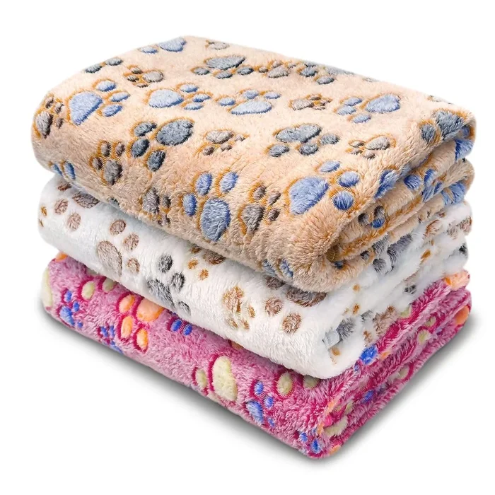 Multifunctional Flannel Dog Blanket – 3 Pack Medium Dog Blankets, Super Soft, 30 X 20 Inch, Cute Claw Pattern