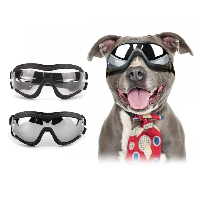 Namsan Clear Dog Goggles, And Black Sunglasses For Dogs Medium To Large Breed, 2 Pieces, Windproof Driving Dog Eye Protection, D