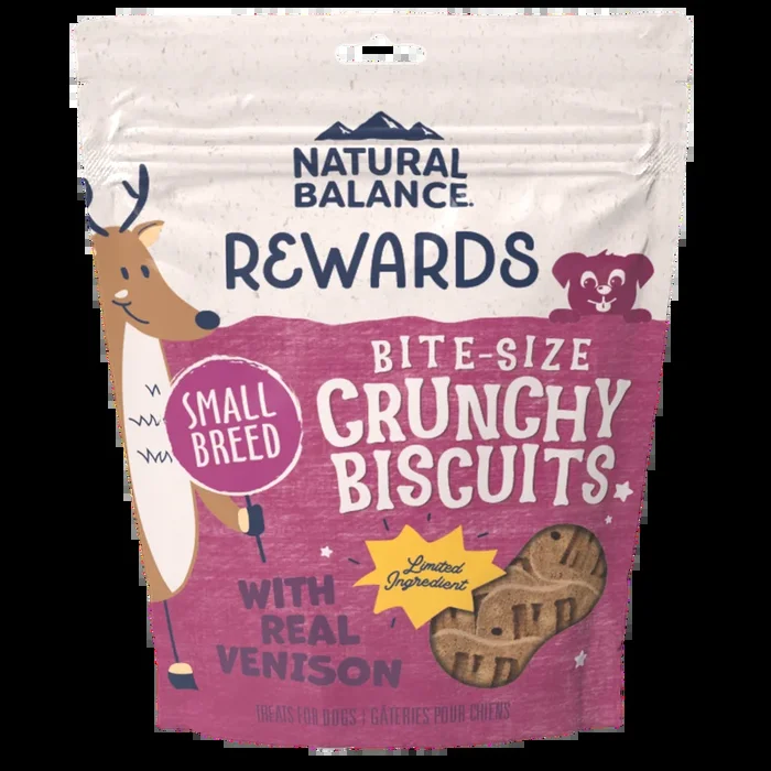 Natural Balance Rewards Bite-Size Crunchy Biscuits Small Breed With Real Venison Dog Treat
