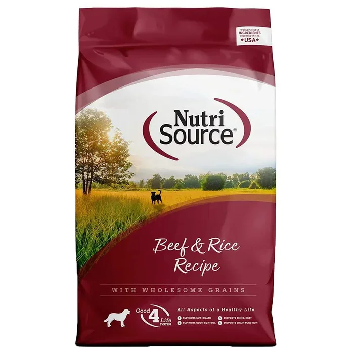 Nutrisource Wholesome Grains Dry Dog Food – Beef & Rice – 5lb Bag