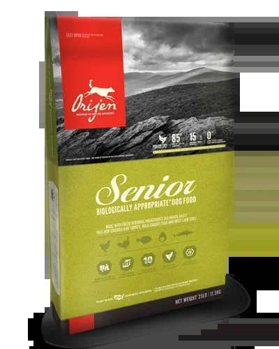 Orijen Grain Free Senior Dog Formula with Free-Run Chicken and Turkey – 25 lbs.