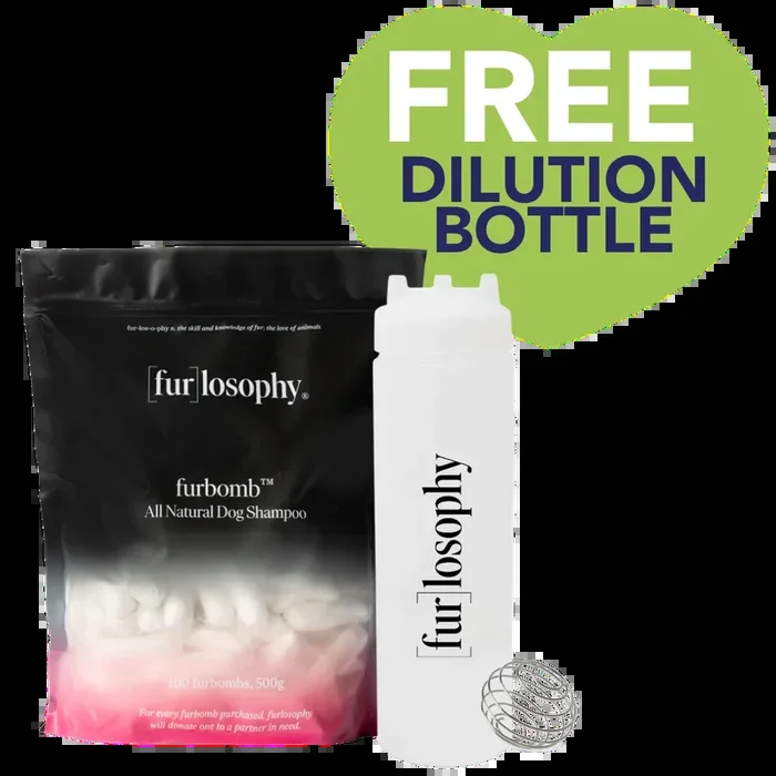 Pack of 100 Furbomb Shampoo Pod with Dilution Bottle by [Fur]losophy