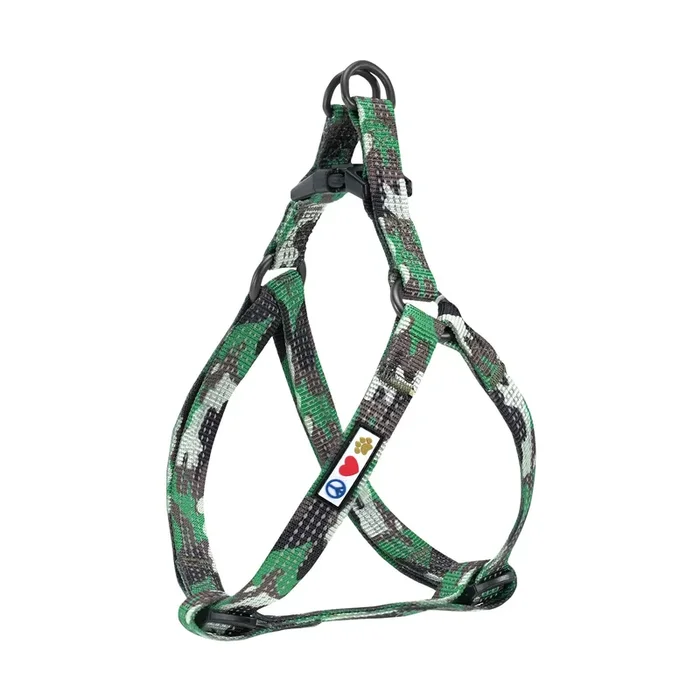 Pawtitas Reflective Step-in Dog Harness, XS, Green Camouflage, Modern Minimalist with Reflective Safety Feature