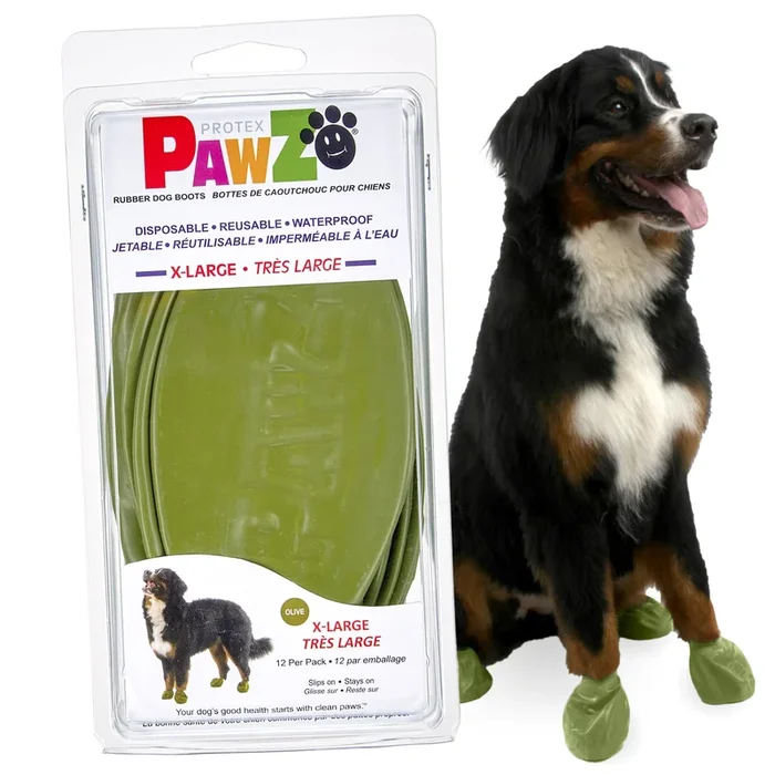 Pawz Rubber Dog Boots For Paws 4” And Up, 12 Pack – All-Weather Dog Booties For Hot Pavement, Snow, Mud, And Rain – Waterproof,