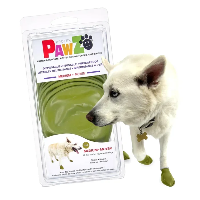 Pawz Rubber Dog Boots For Paws Up To 2 1/2′, 12 Pack – All-Weather Dog Booties For Hot Pavement, Snow, Mud, And Rain – Waterpro
