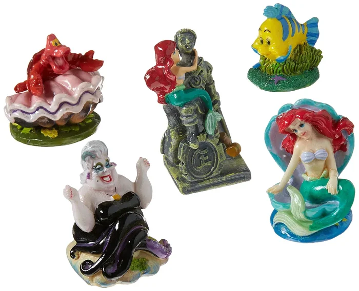 Penn-Plax Little Mermaid 5 Piece Mini Resin Ornaments For Aquariums
