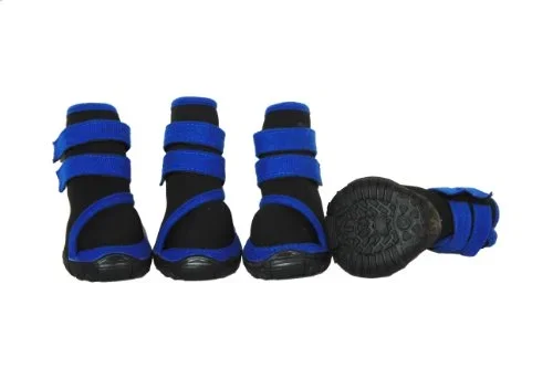 Pet Life Ankle Supportive Neoprene Stretch Premium Grip Pet Dog Shoes Boots Booties – Set Of 4, Small, Black/Blue
