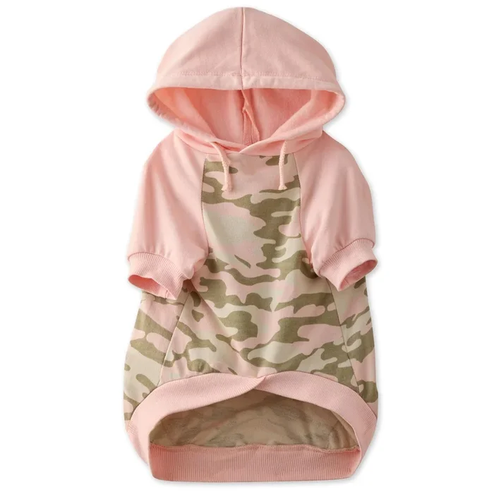 Pet Passion 100% Organic Cotton Dog Hoodie Pet Coat for Small, Medium and Large Dogs, Half Camo – Pink, X-Small
