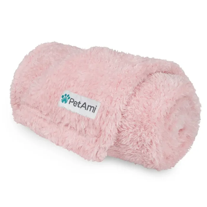 Petami Fluffy Dog Blanket For Small Medium Large Dogs, Sherpa Soft Warm Pet Fleece Throw For Indoor Cats, Fuzzy Plush Shaggy Blanket Furniture Protector Sofa Couch Bed, Pink 40X60