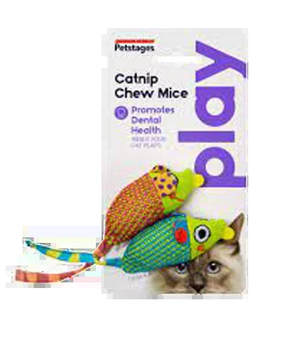 Petstages Dental Health Catnip Chew Mice Cat Toy