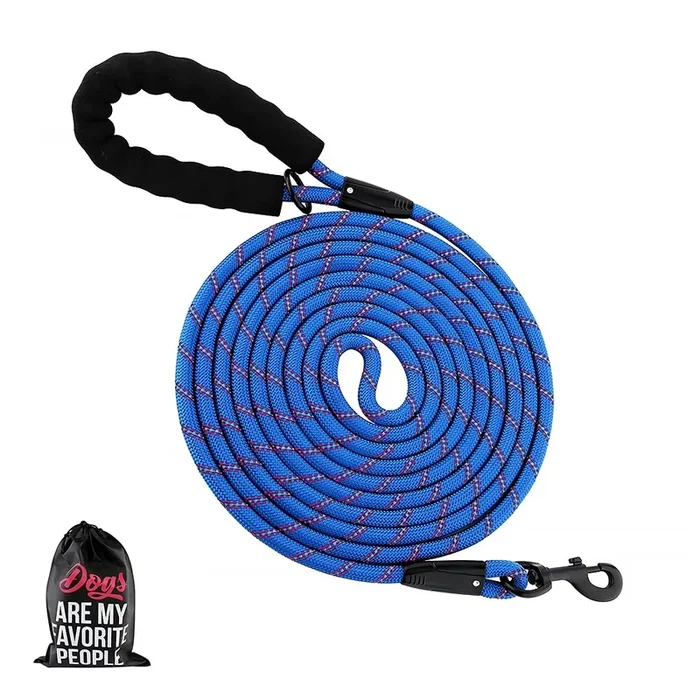 Plutus Pet Long Rope Dog Leash, With Comfortable Padded Handle, Reflective Nylon Heavy Duty Rope Leash, 15Ft 20Ft 30Ft 50Ft 66Ft Dog Training Leash For Small Medium Large Dogs (50Ft, Navy Blue)