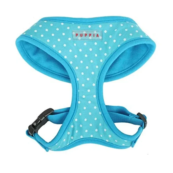 Puppia Dotty Dog Harness Over-The-Head No Pull No Choke Walking Training Adjustable for Small & Medium Dog, Large, Sky Blue