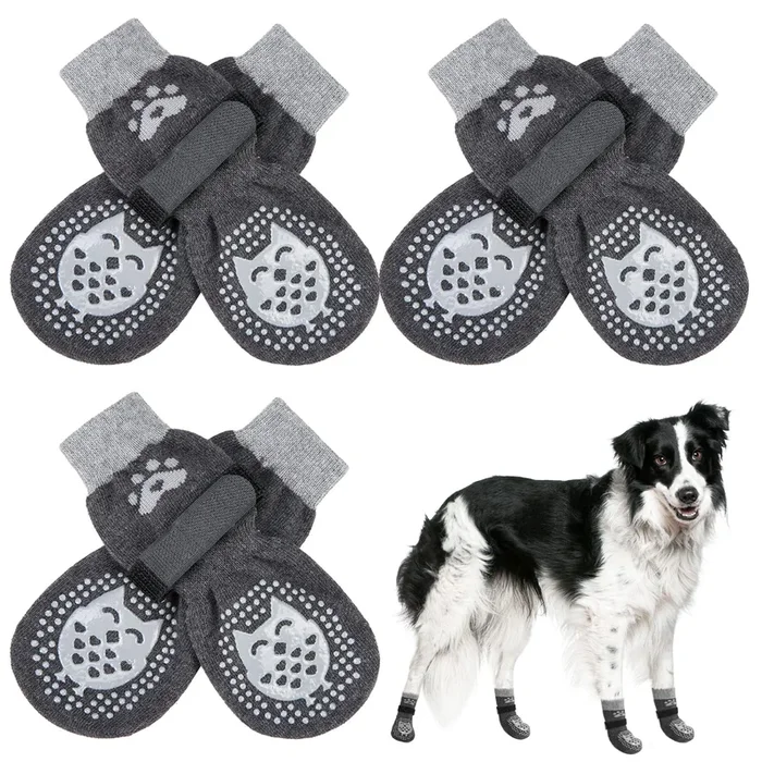 Scenereal Double Side Anti-Slip Dog Socks With Adjustable Straps, Non-Slip Dogs Sock For Hardwood Floors To Stop Licking Paws, Slipping, Paw Protectors For Small Medium Large Dogs