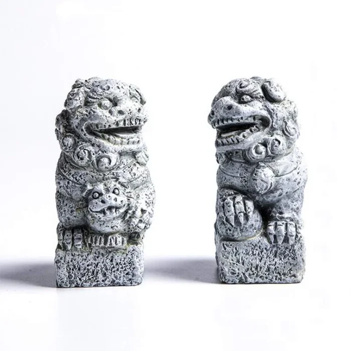 Smoothedo-Pets Fish Tank Decorations Aquarium Decoration Mini/Pair Size Ornaments Accessories Fish Hides Asian Garden Fengshui Beast Dog Mini