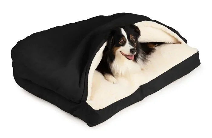 Snoozer Pet Products Luxury Rectangle Cozy Cave Dog Bed With Microsuede, Medium, Black